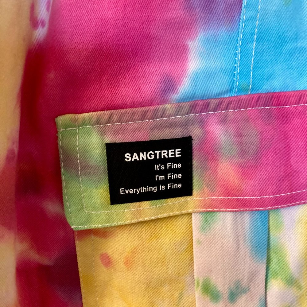 Sangtree Tie Dye Womens Cargo Pants Drawstring Tapered Trousers Size Small - Picture 5 of 10